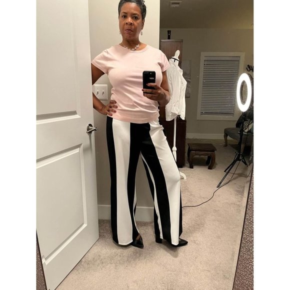 INC Black White Color Block Wide Leg Pants - XL New With Tag - Picture 2 of 10